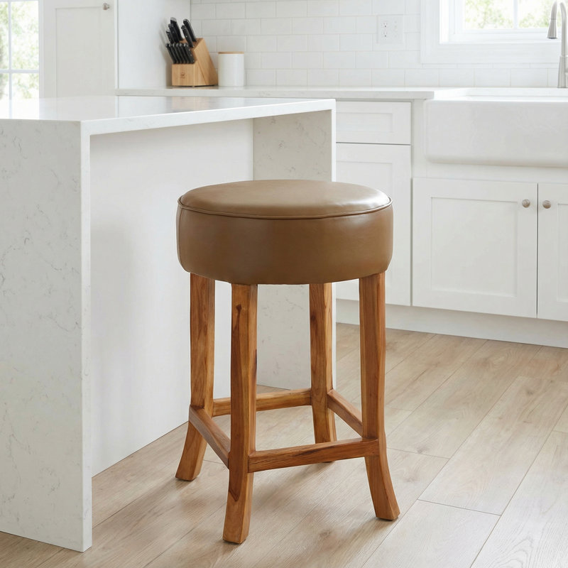 Lota Upholstered Counter Stool with Solid Wood Frame