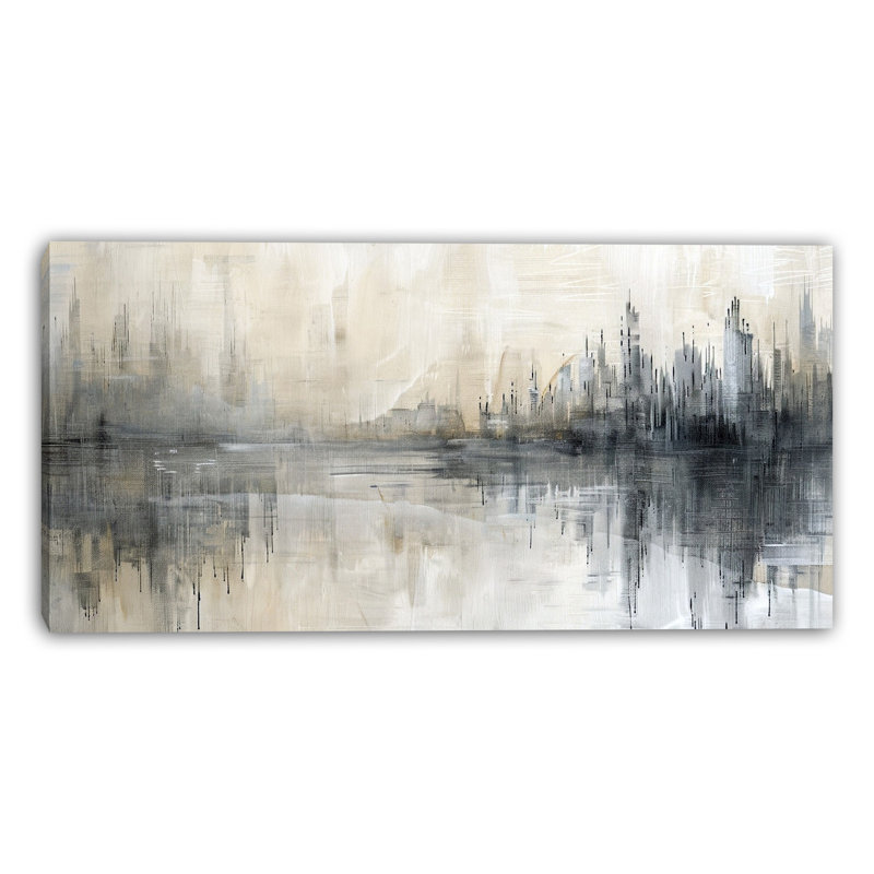 Art moderne sur toile abstraite moderne, L 55 po x H 27,5 po x P 1,5 po