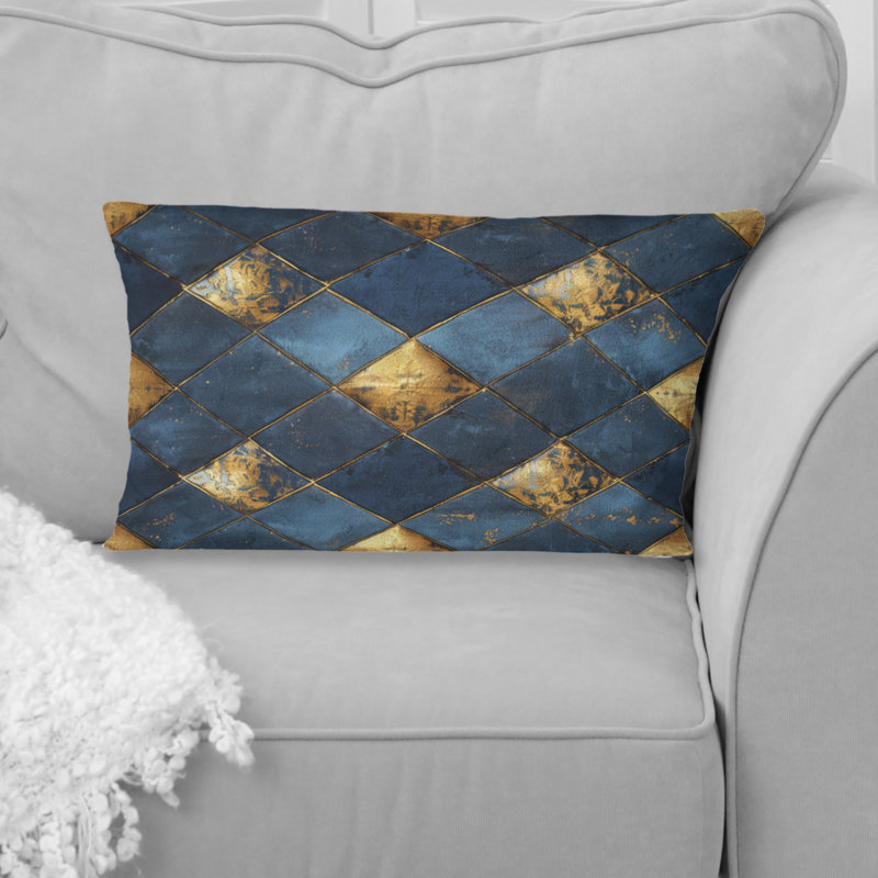 Coussin lombaire transitionnel bleu et doré