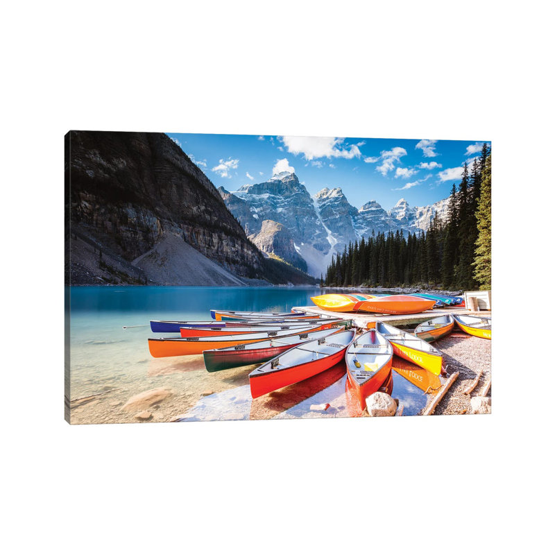 Canoes, Moraine Lake by Matteo Colombo - Wrapped Canvas Print, 30.48 cm H x 45.72 cm W