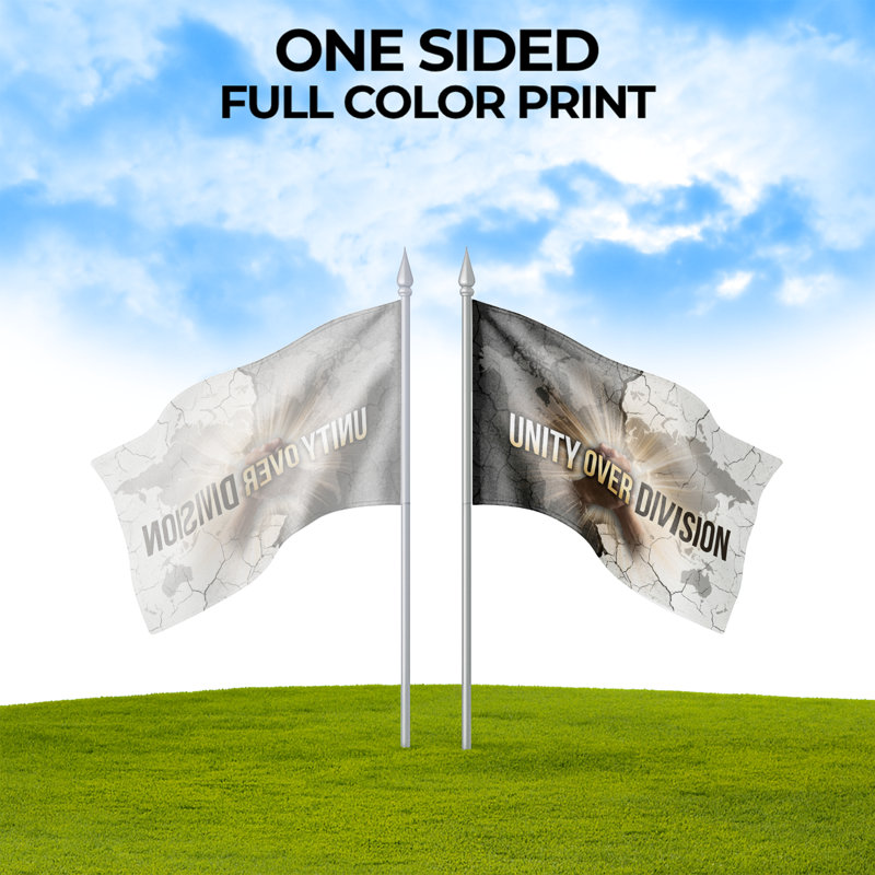Drapeau extérieur Unity Over Division (1 x 1,5 pi) par - Polyester durable et résistant à la décoloration, bords nets et œillets en laiton - Drapeau de guerre et de paix imprimé en HD - Fabriqué aux États-Unis