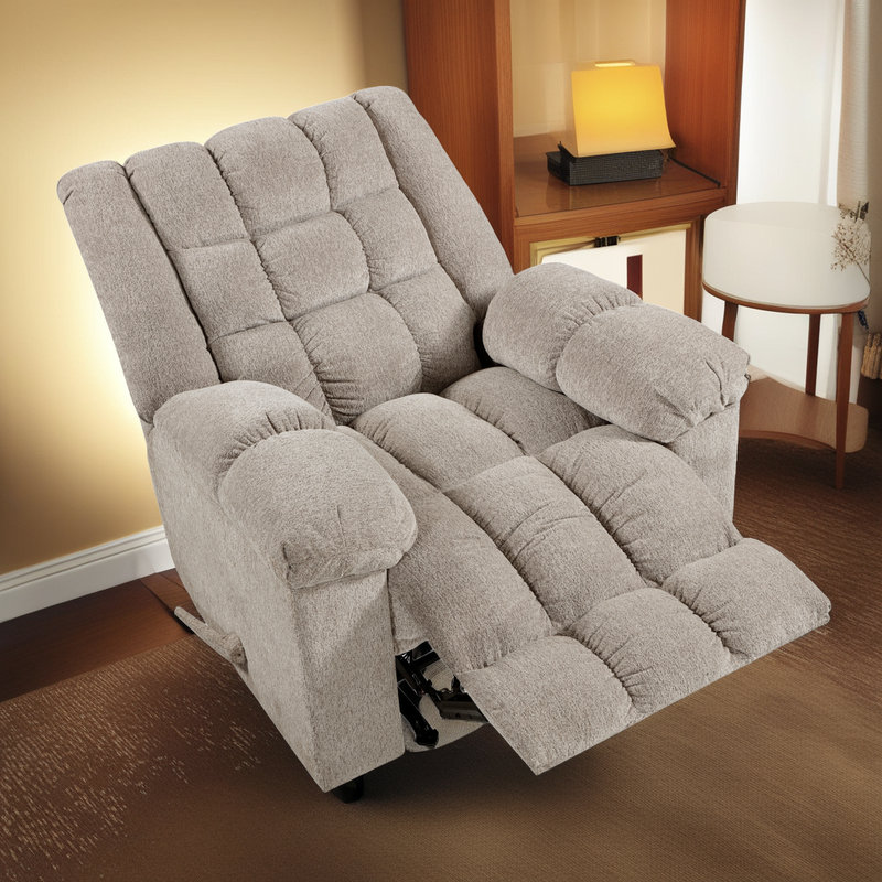 Fauteuil inclinable de fauteuil berçant surdimensionné - tissu chenille - structure en contreplaqué - dossier amovible - inclinaison par poignée?
