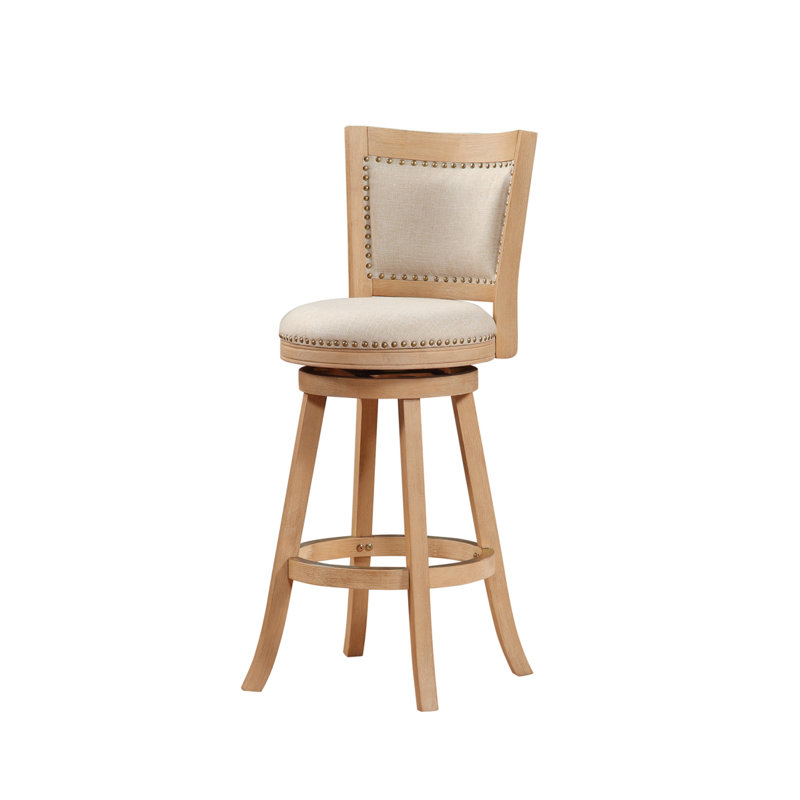 Falken Swivel Upholstered Counter Stool with Solid Wood Frame, Driftwood Creme Wire-Brush, Bar Stool (30.25" Seat Height)