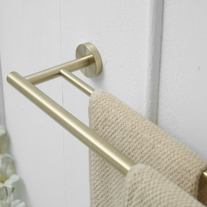 5-Piece Bath Hardware With Towel Bar Towel Rack Towel Hook Toilet Paper Holder And Towel Ring Set In Brushed Gold
