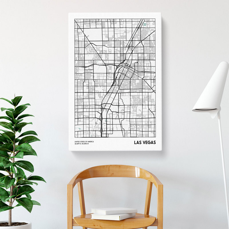 Map Las Vegas USA - Wrapped Canvas, 50cm H x 35cm W x 3cm D