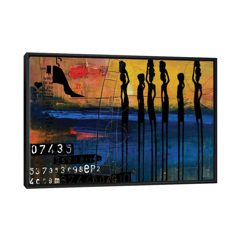Tribes Men par Nikki Chu - imprimé, H 40 po x l 60 po x 1,5 po, Cadre noir