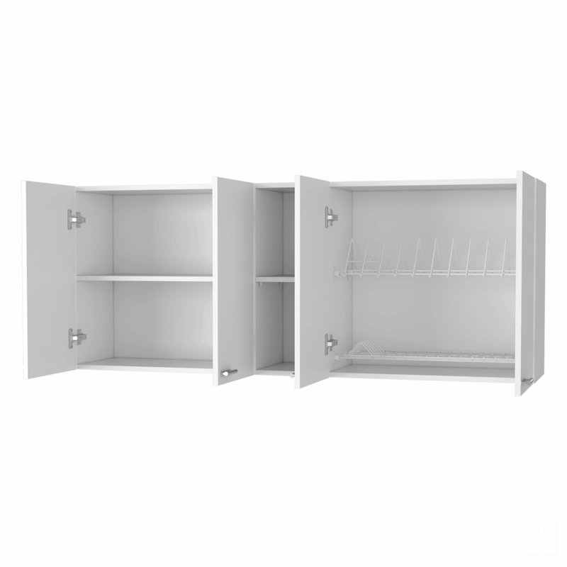 59-Inch Four Swing Doors Wall Cabinet, White