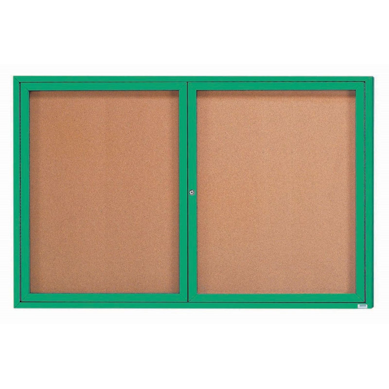 Panneau d'affichage mural fermé avec éclairage DEL, Vert, Deux, 48 po x 72 po