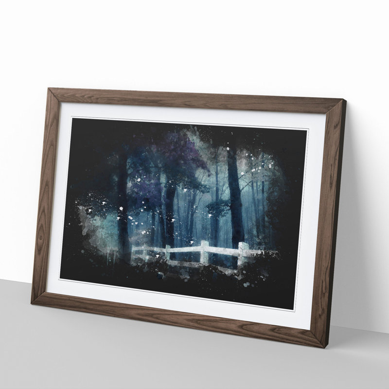 The Forest Edge Paint Splash - Picture Frame Graphic Art, 27cm H x 36cm W x 2cm D, Walnut Framed