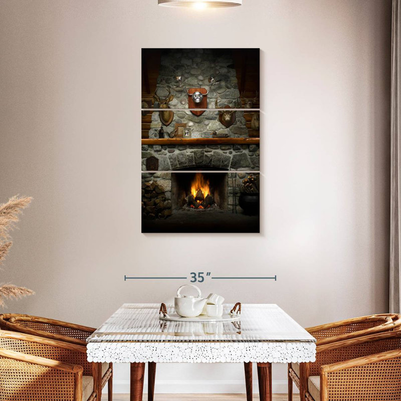 Lilie Rustic Stone Fireplace, 45" H x 28" W