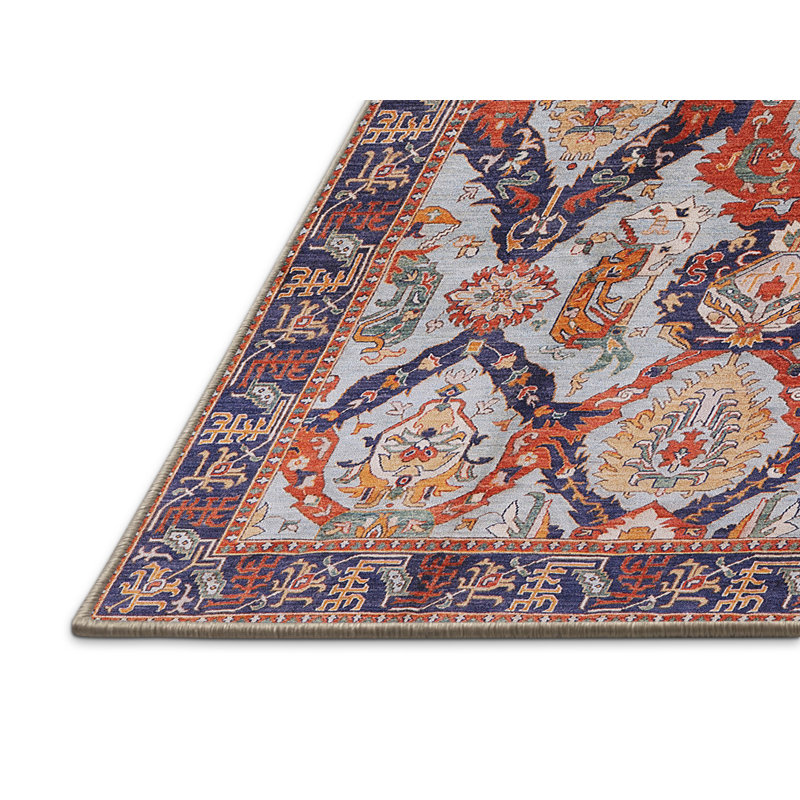 Tapis oriental rouge et bleu, Rectangle 2 pi x 4 pi