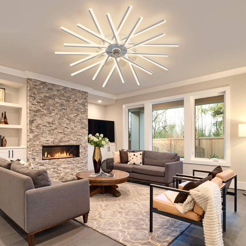 114cm Dimmable Reversible Ceiling Fan with LED Lights And Remote Control, White