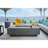 Granville Elementi 60" Rectangular Outdoor Concrete Fire Pit Table with Lava Rocks and Cover-75199901