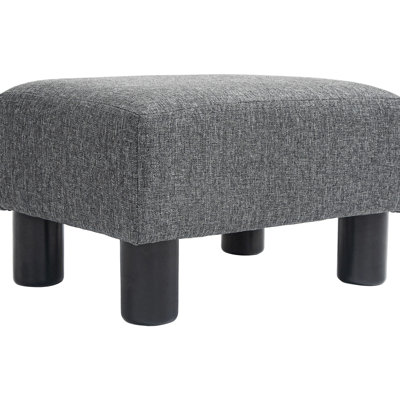 Foot Rest With Linen Upholstery, Charcoal Gray, Compact For All Households