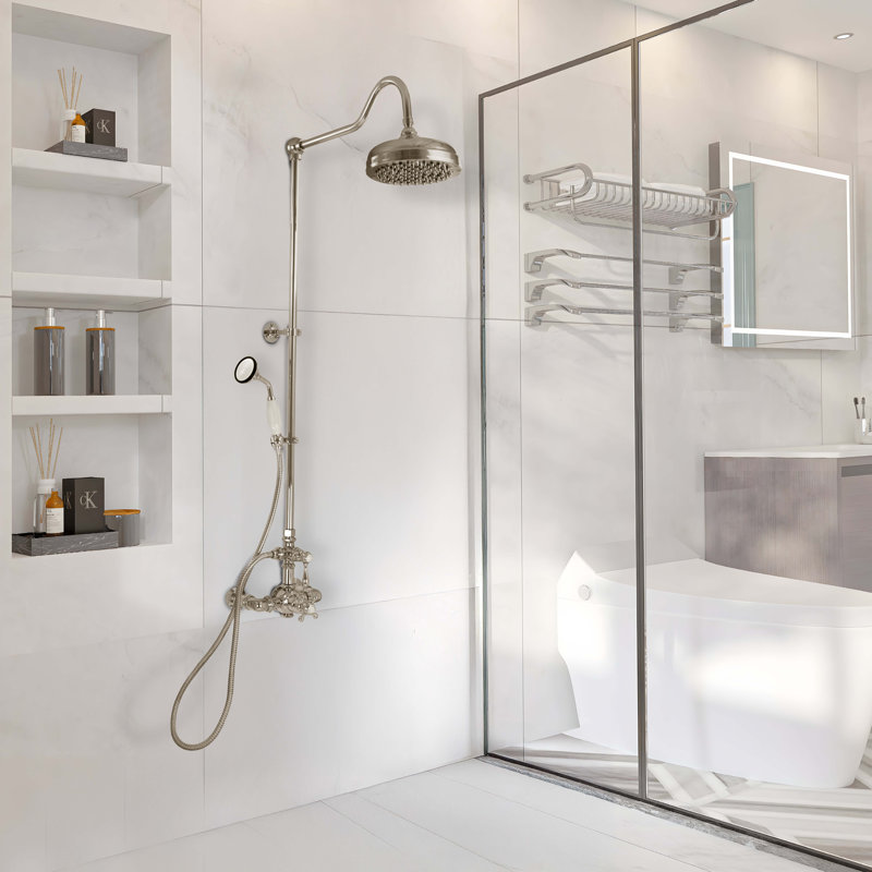 Exposed Thermostatic Shower System (P1085) by Strom Living, Matte Nickel