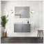 Meuble-lavabo moderne 36 po X P 22 po D, plateau en quartz blanc et Miroir à DEL-1385273178