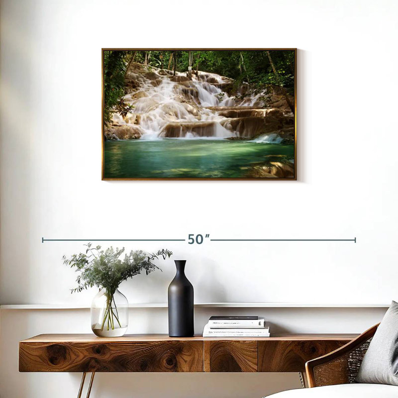 Dunn's River Falls, Cadre flottant doré, 31 po x 21 po