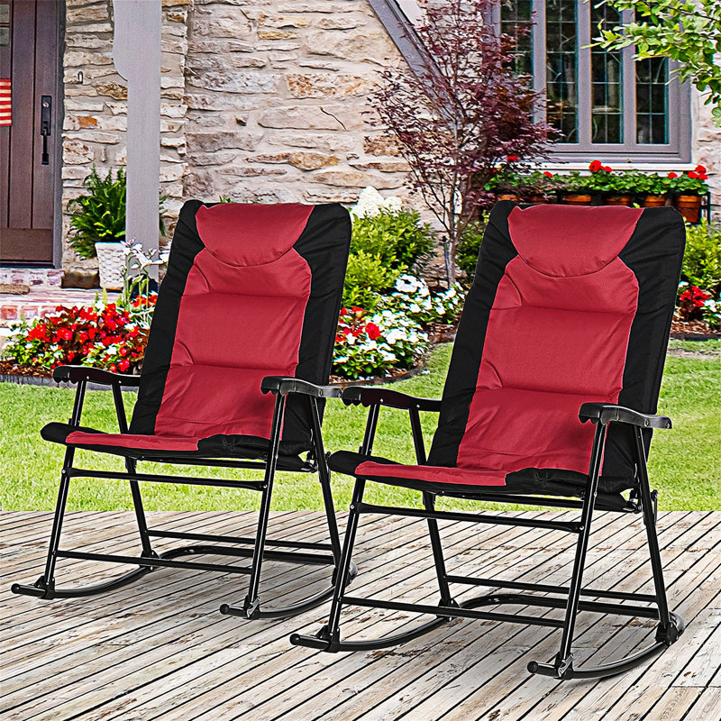 Ensemble de 2 chaises berçantes d'extérieur pliantes et rembourrées