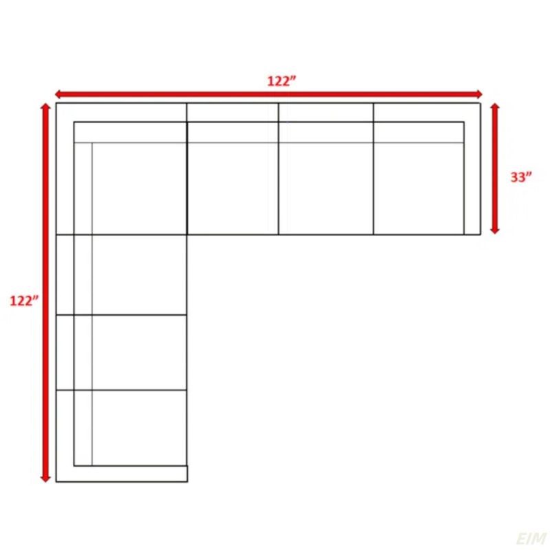 Canapé modulaire d'extérieur entièrement assemblé en osier de 122 po de largeur avec coussins (canapé de patio)