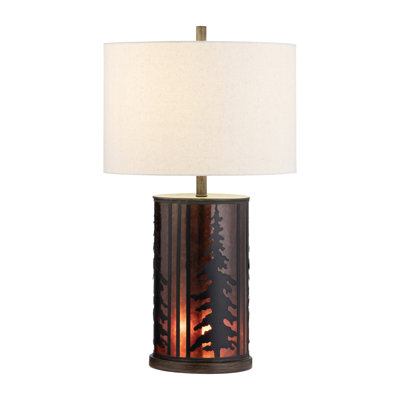 32" Metal Table Lamp With Cream Shade