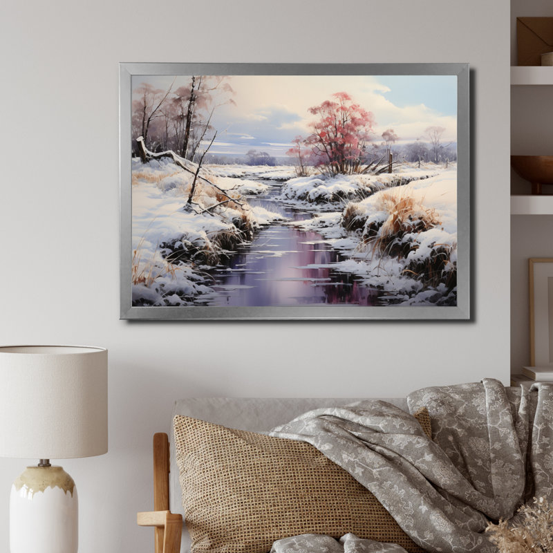«Winter Reverie Landscape II - Landscape», reproduction sur toile, H 24 po x l 32 po x P 1 po, Cadre simple argenté
