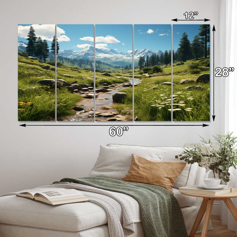 «USA Yosemite National Park Mountain», impression d'art sur toile - 5 panneaux égaux