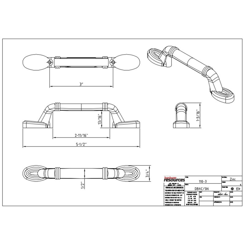 Vienna 3" Center to Center Arch Pull, Brushed Oil Rubbed Bronze