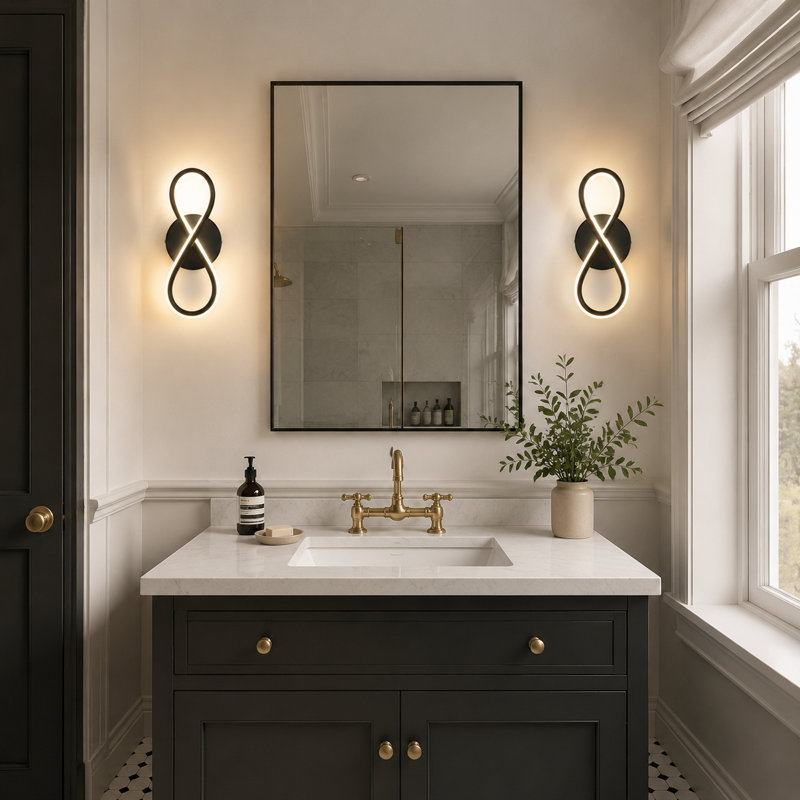 1-Light LED Flush Mounted Sconce, Black