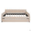 Lit de jour double rembourré avec lit gigogne et support en lattes de bois (lit de jour)-1310876956