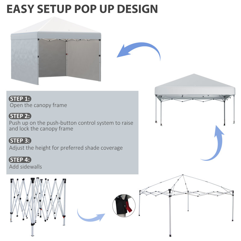 Cream 10ft Adjustable Pop-Up Canopy with Sidewalls