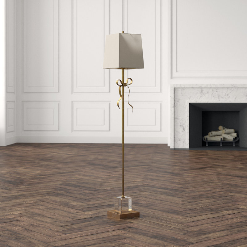Ellery Floor Lamp, Cream, Polished Nickel