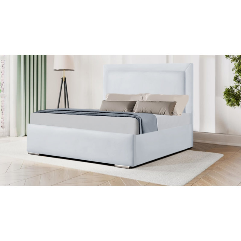 Ademide Upholstered Bed, Double (4'6), White