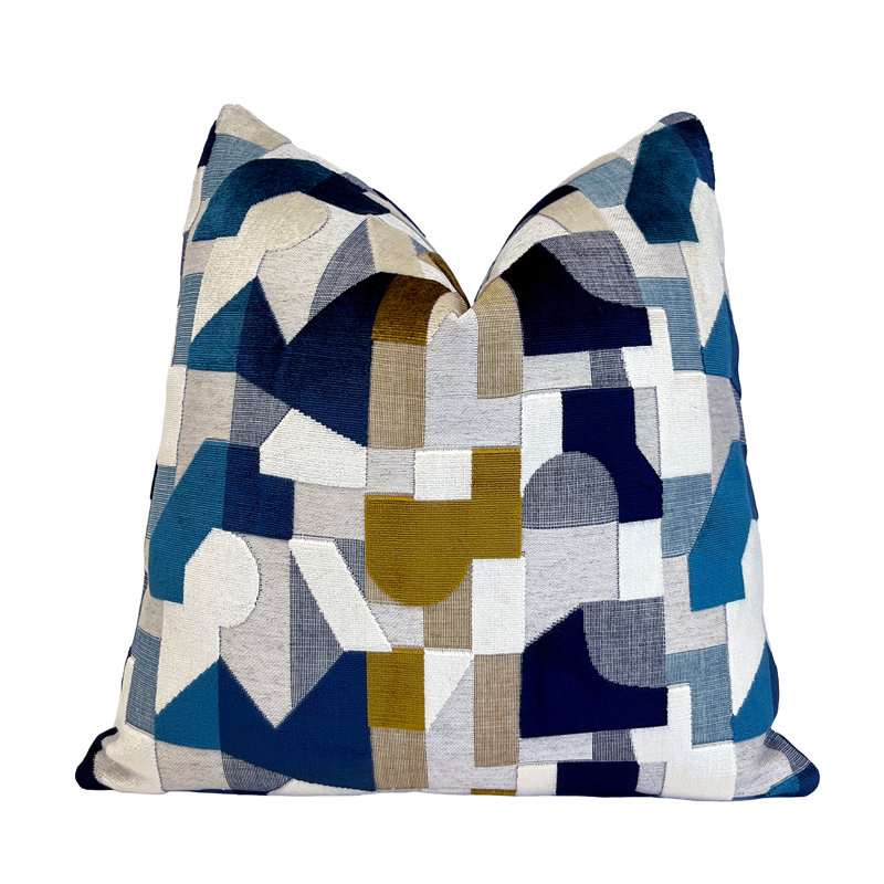 Housse de coussin Geodream, H 20 po x l 20 po, Bleu géométrique