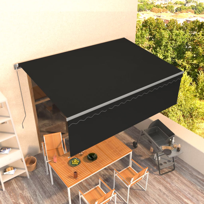 Dakota Fields 450cm W x 300cm D Fabric Cover Retractable Patio Awning, Anthracite