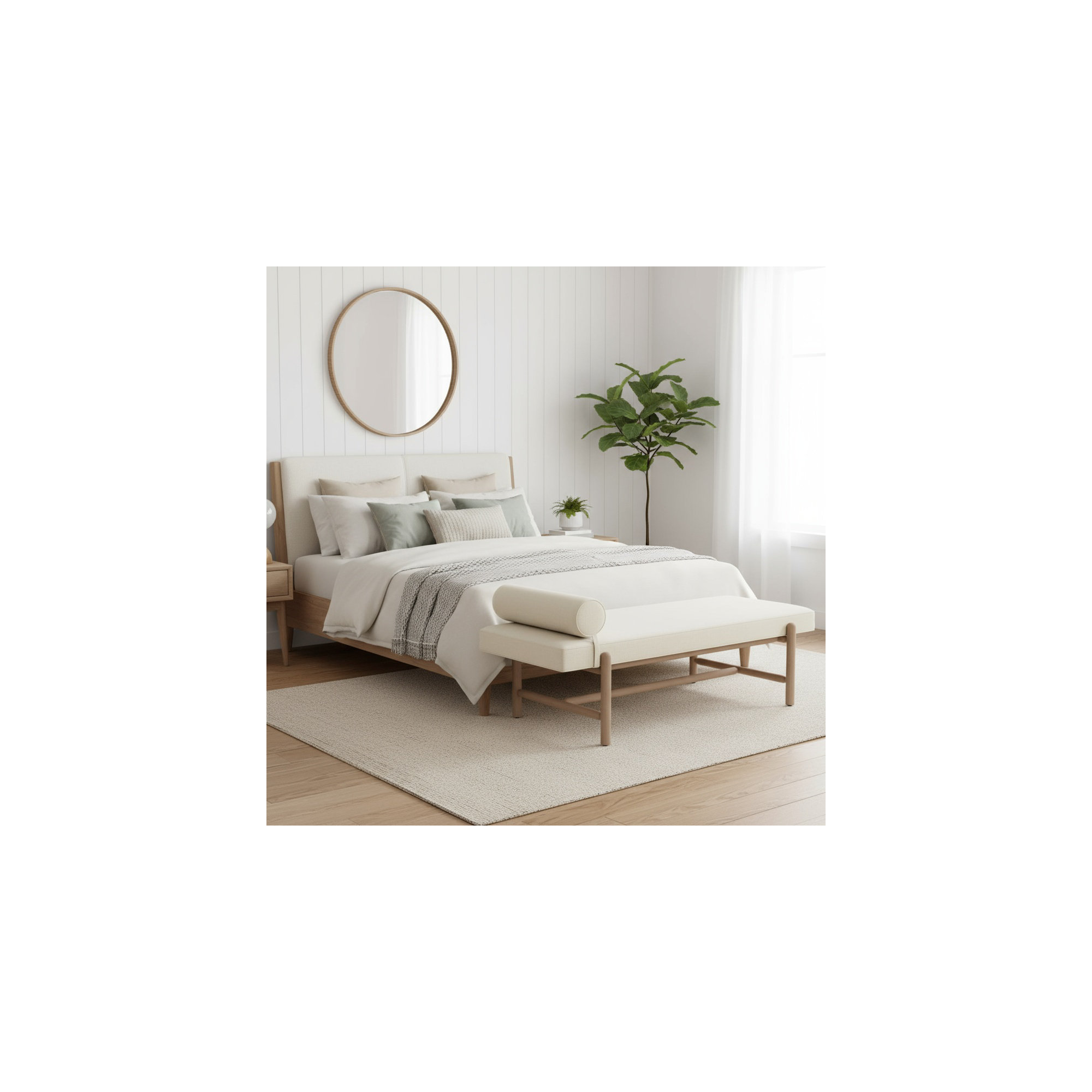 Cellire Bench, Cream, Natural