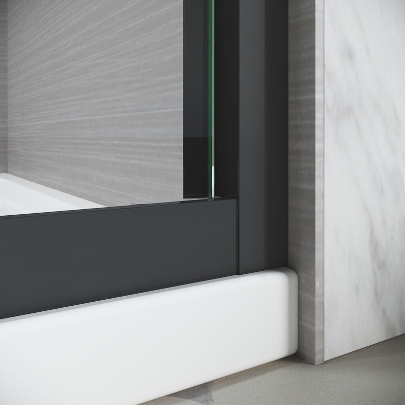 50"-54"W x 72" H Sliding Shower Glass Door, Matt Black