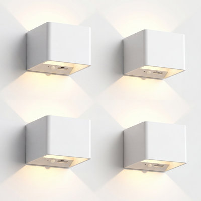 Rechargeable Motion Sensor Wall Light, Magnetic Detachable Design for USB-C Charging, Cordless Up & Down LED Light with Auto Brightness for Bedroom, Bedside, Closet, Cabinet & Hallway