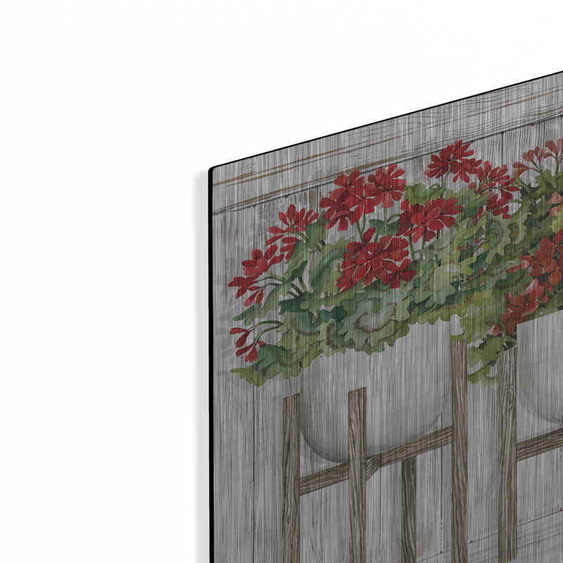 «Red Geraniums» par Cindy Jacobs, H 12 po x l 12 po