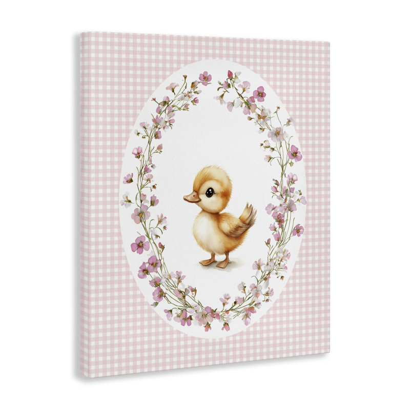 Toile Spring Gingham Duckling, conception par Christine Simpson Art, H 48 po x l 36 po