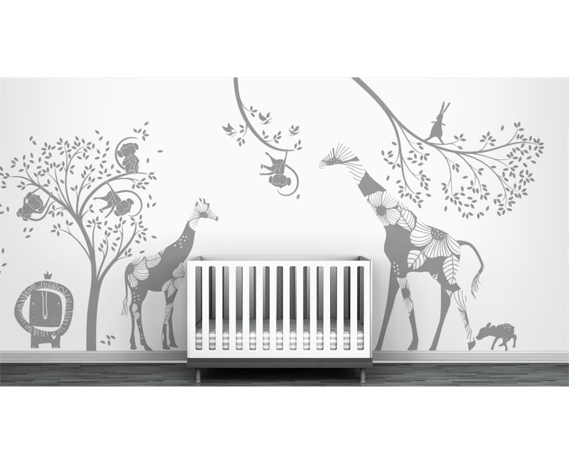 Décalcomanie murale jungle baby, Argent métallique