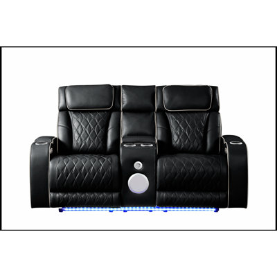 Fortuner Modern Style Upholstery Recliner Loveseat With Wood Frame And Soothing Massage Function