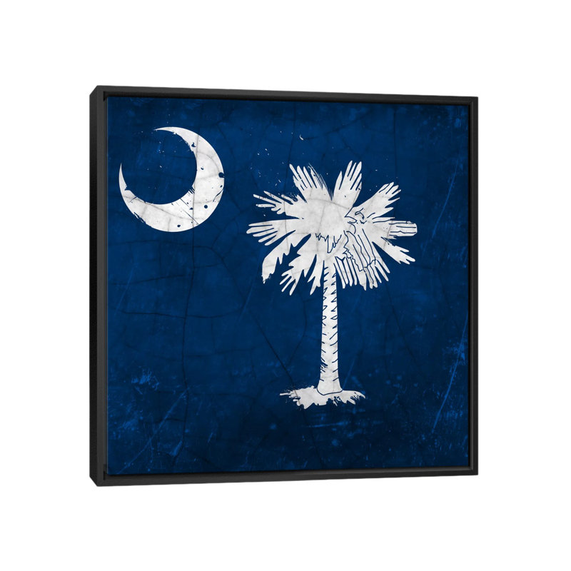 «Flags South Carolina Cracks with Lomo Films», impression sur toile tendue, H 18 po x l 18 po x P 1,5 po, Pas de tapis