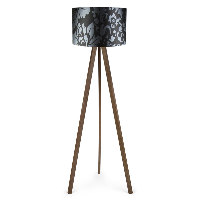 Modern Floor Lamp with On/Off Switch, Black/Brown/Grey | 70% MDF / 30% PVC Fabric, 15.0 x 55.1 x 45.3 inches | E27 Socket Max 40W, Stylish Design for Living Room, Bedroom, or Office - Perfect for Seasonal Decor