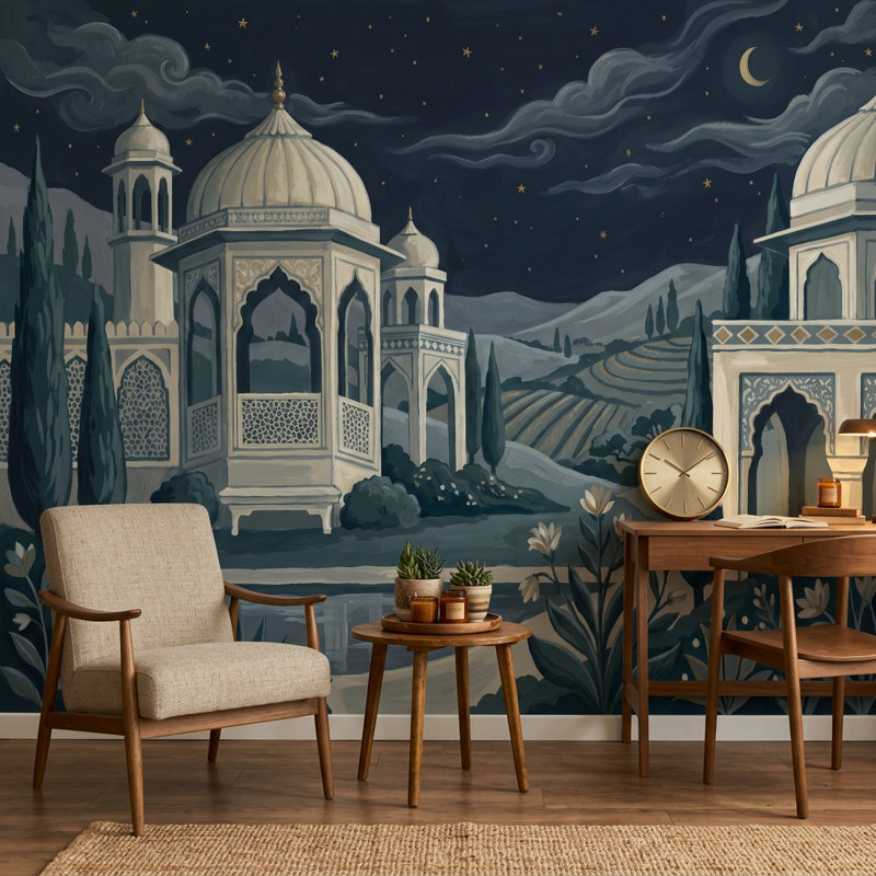 Décoration murale amovible Domes Palace, 160 po x 108 po, Peler et coller