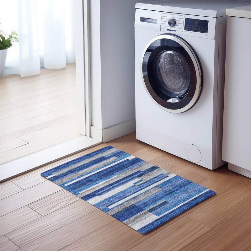 Malchow Washable Striped Indoor / Outdoor Rug, Rectangle 1'8" x 2'6"