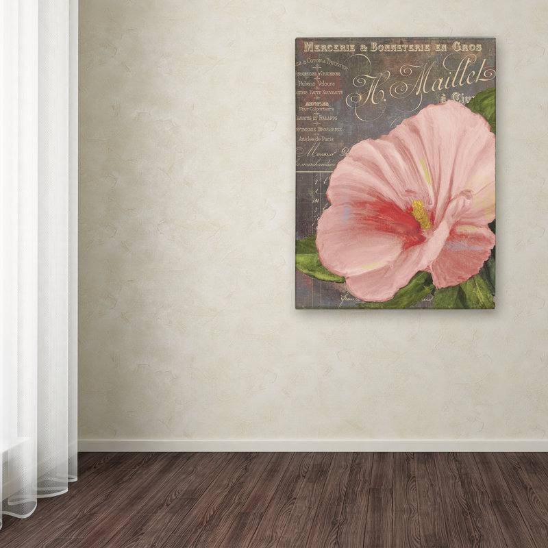 «Peach Hibiscus» par Jadaya, impression sur toile tendue, H 19 po x l 14 po x P 2 po