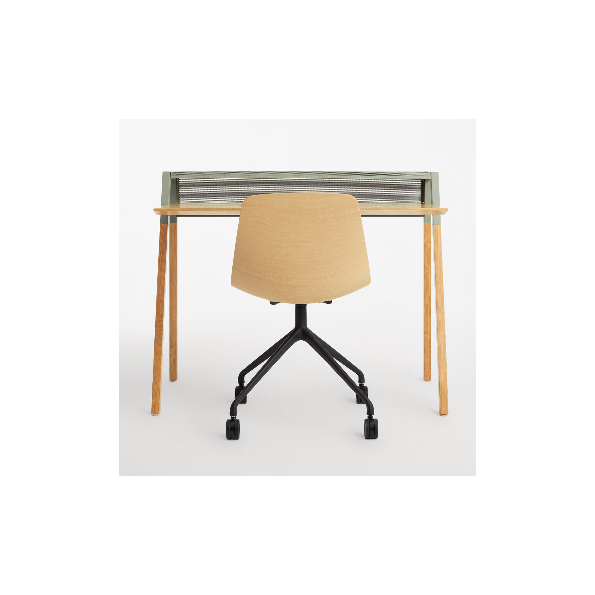 Cant Writing Desk, Gray Green/White Oak