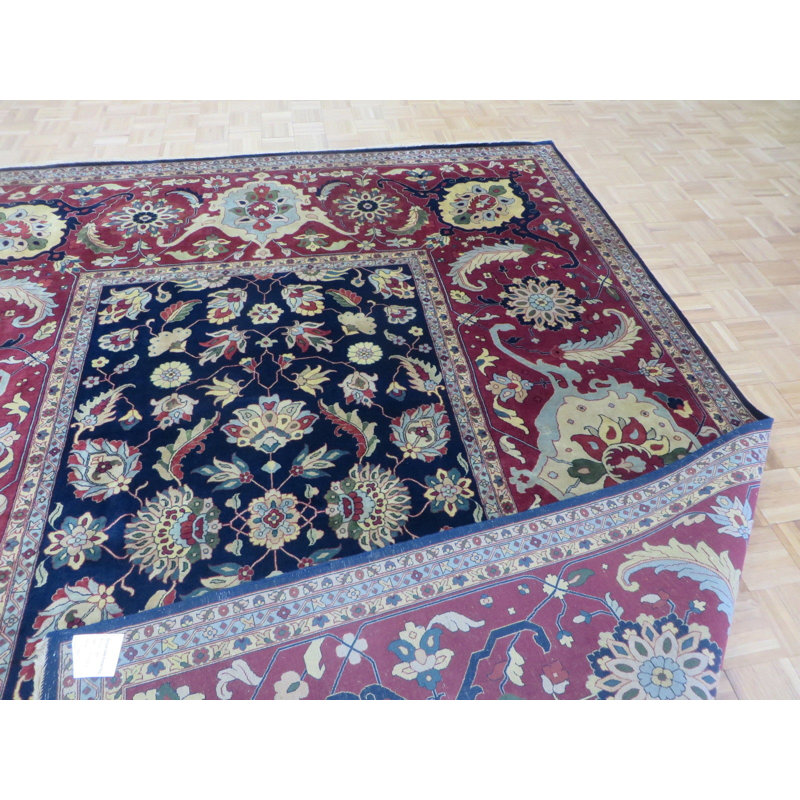 Tapis en laine rouge/bleu 9 pi 3 po x 12 pi 4 po one-of-kind-noué la main Keim