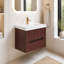 Meuble-lavabo suspendu de 61 cm (24 po) avec lavabo intégré en acrylique, 2 tiroirs et fini noyer foncé-1776386558