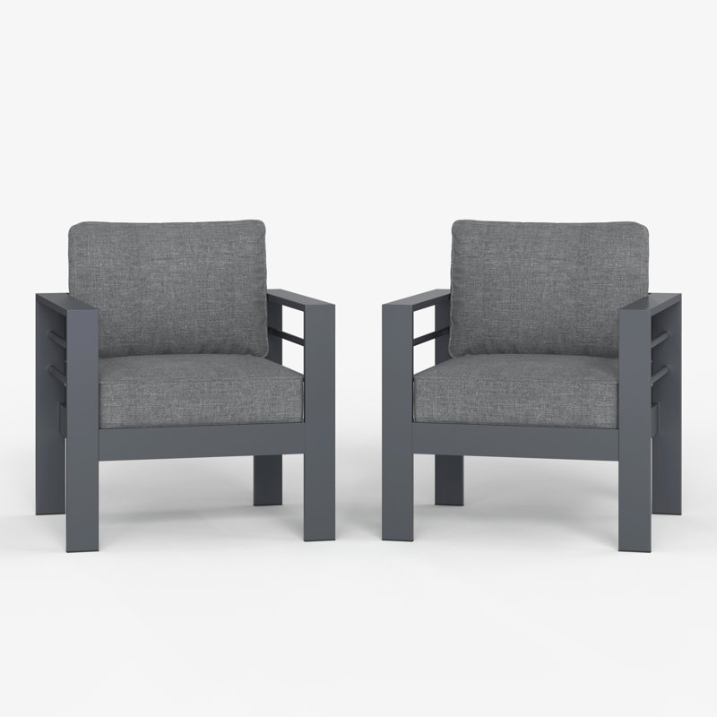 Chaise de terrasse avec coussins Alturas, Gris foncé